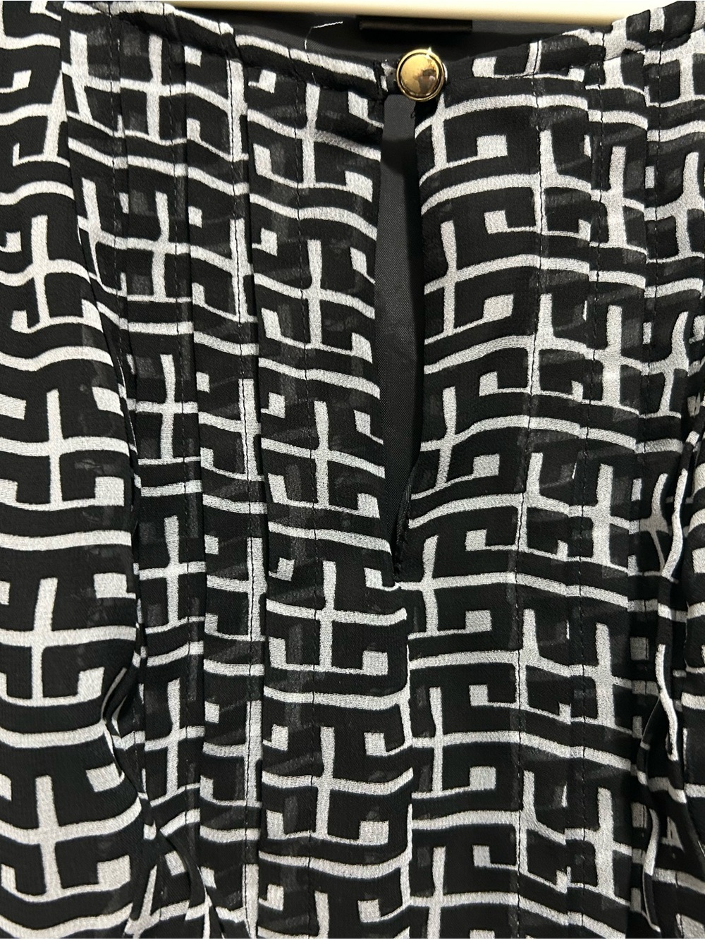 Ann Taylor Petite Black and White Geometric Print Petite Dress - Picture 3 of 5